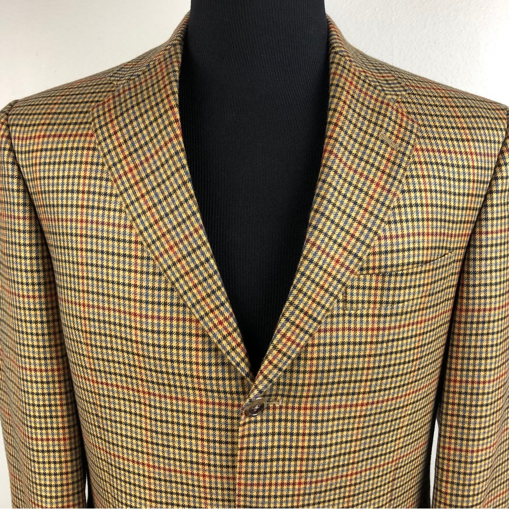 Hart Schaffner Marx Gold Trumpeter Blazer Sz 41L Loro Piana Houndstooth Cashmere - Picture 2 of 13